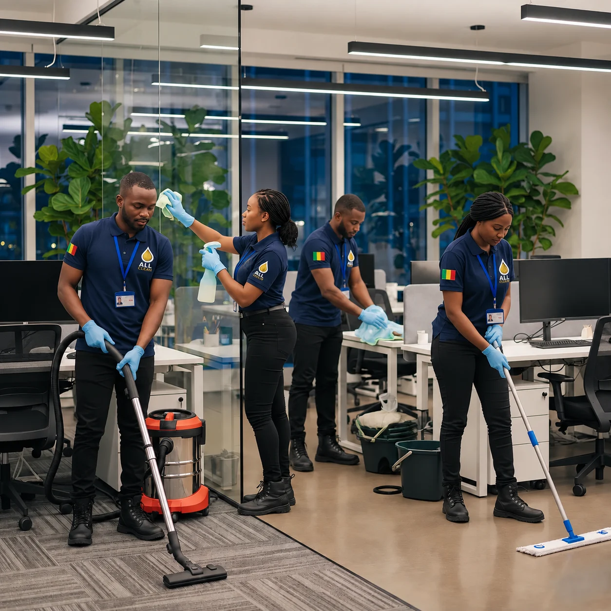 Bureau moderne d'entreprise d'une propreté étincelante entretenu par ALL CLEAN à Bamako